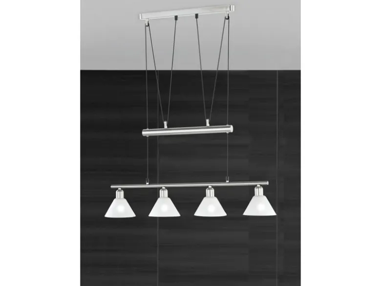 Pendelleuchte STAMINA mit Glas 4-flammig höhenverstellbar 80-180cm, B:80cm