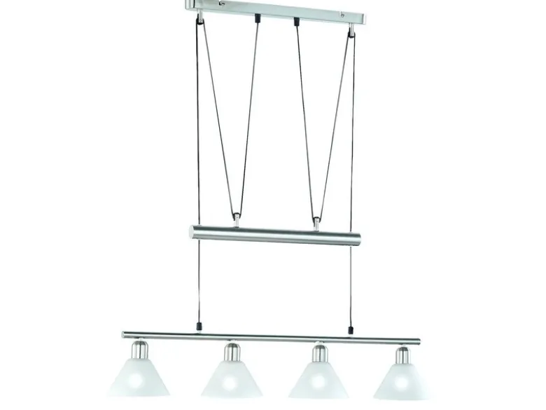 Pendelleuchte STAMINA mit Glas 4-flammig höhenverstellbar 80-180cm, B:80cm
