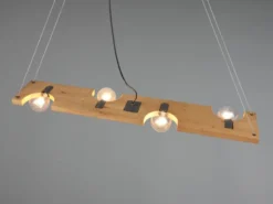 Pendelleuchte TAILOR 4 flammig Holzbrett naturbelassen, Breite 115cm