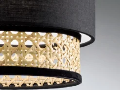 Pendelleuchte TAPE 3-flammig, Rattan Lampenschirme mit Stoff, Breite 74cm