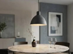 Pendelleuchte TELME Industrial Style mit Metallschirm in Betonoptik, Ø 30cm