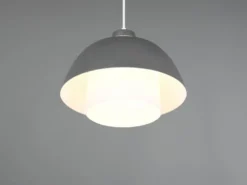 Pendelleuchte TILOS skandinavisch mit Metall- & Glasschirm Anthrazit Weiß Ø 30cm