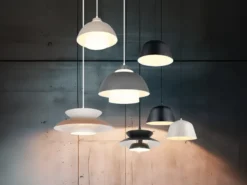 Pendelleuchte TILOS skandinavisch mit Metall- & Glasschirm Beige Weiß Ø 30cm