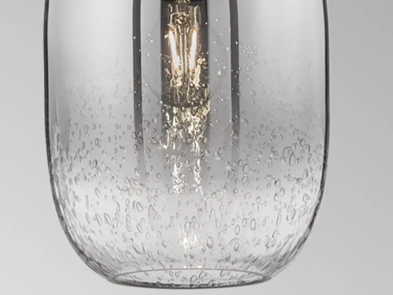 Pendelleuchte TRACE einflammig Lampenschirm Rauchglas Schwarz, Ø 20cm
