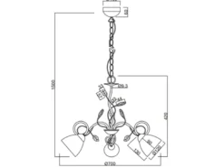 Pendelleuchte TRADITIO 3-flammig mit Glasschirmen und Kristalldeko, Ø 70cm