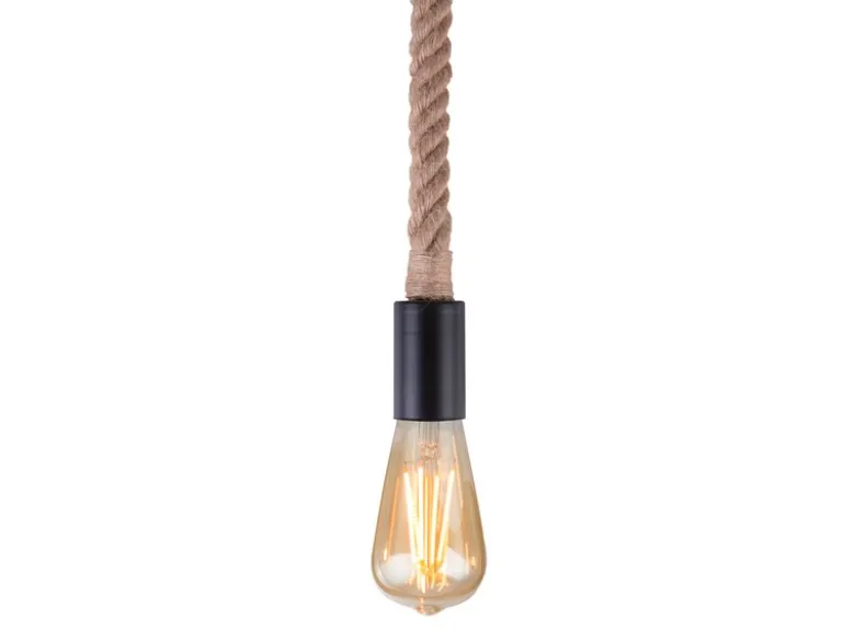 Pendelleuchte ULLEU 1-flammig mit Hanfseil, Abhängung 160cm