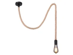 Pendelleuchte ULLEU 1-flammig mit Hanfseil, Abhängung 160cm