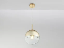Pendelleuchte VARUS 1-flammig Glaskugel Design in Gold & Klarglas, Ø 20cm