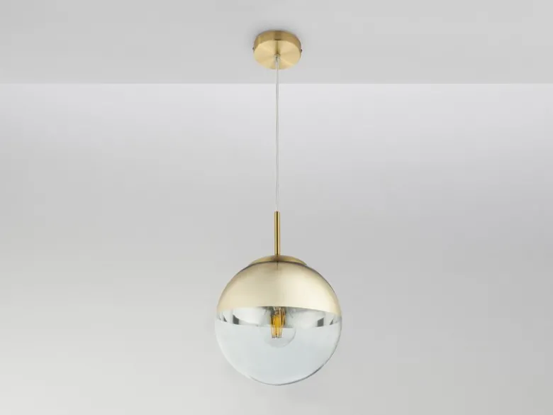 Pendelleuchte VARUS 1-flammig Glaskugel Design in Gold & Klarglas, Ø 20cm
