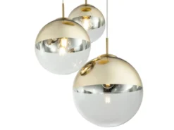 Pendelleuchte VARUS 3-flammig Glaskugeln Design in Gold & Klarglas, Ø 51cm