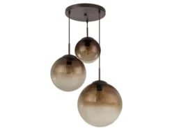 Pendelleuchte VARUS 3-flammig mit Glaskugeln aus Amberglas, Ø 51cm