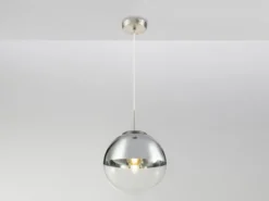 Pendelleuchte VARUS 1-flammig Glaskugel Design in Chrom & Klarglas, Ø 25cm