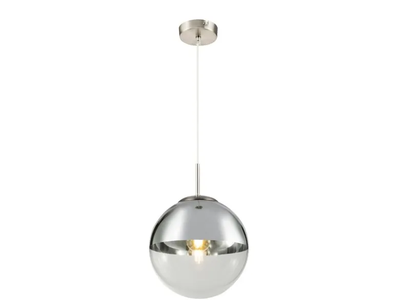 Pendelleuchte VARUS 1-flammig Glaskugel Design in Chrom & Klarglas, Ø 25cm