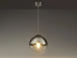 Pendelleuchte VARUS 1-flammig Glaskugel Design in Chrom & Klarglas, Ø 30cm