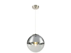 Pendelleuchte VARUS 1-flammig Glaskugel Design in Chrom & Klarglas, Ø 30cm