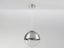 Pendelleuchte VARUS 1-flammig Glaskugel Design in Chrom & Klarglas, Ø 30cm