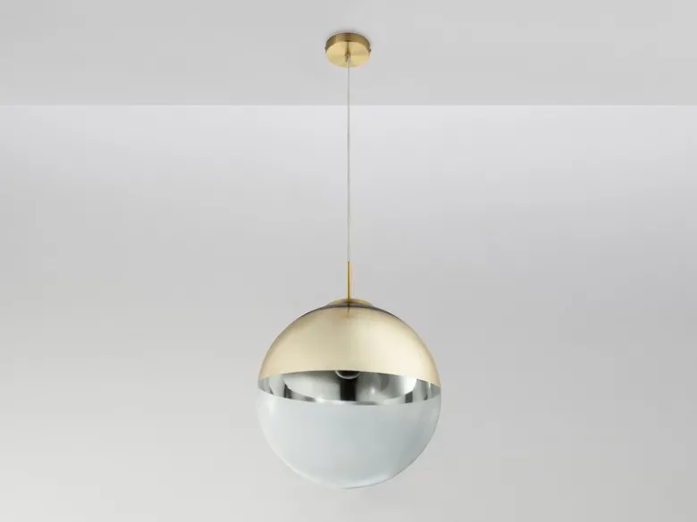 Pendelleuchte VARUS 1-flammig Glaskugel Design in Gold & Klarglas, Ø 33cm