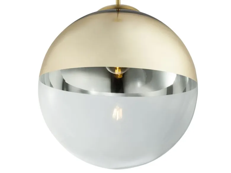 Pendelleuchte VARUS 1-flammig Glaskugel Design in Gold & Klarglas, Ø 33cm