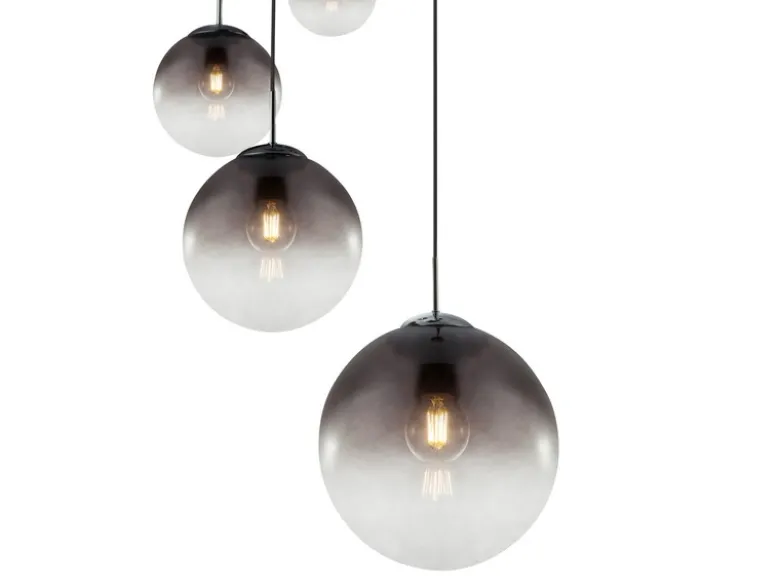 Pendelleuchte VARUS 5-flammig mit Glaskugeln aus Rauchglas, Ø 65cm