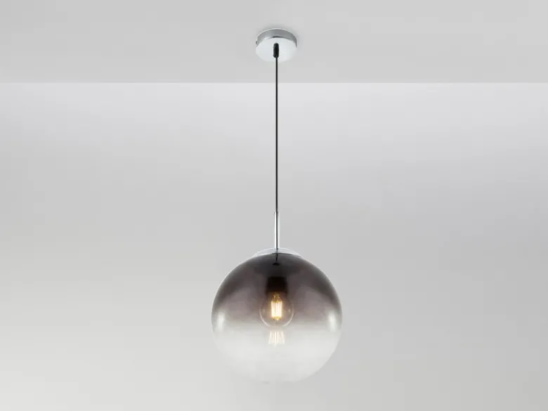 Pendelleuchte VARUS 1-flammig mit Glaskugel aus Rauchglas, Ø 25cm