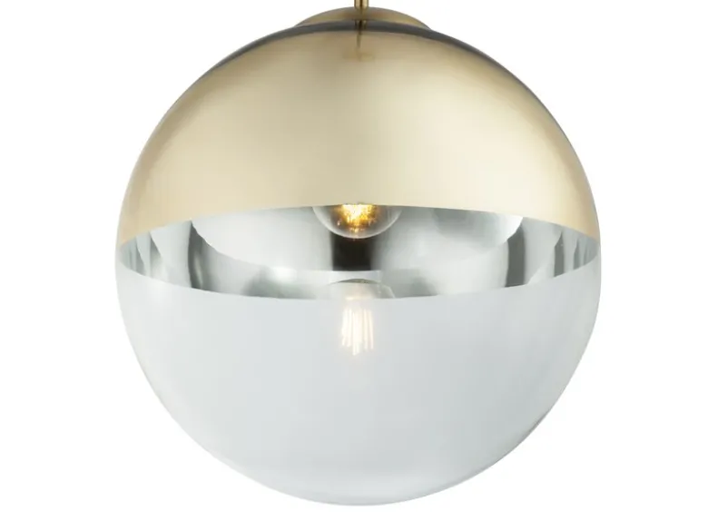 Pendelleuchte VARUS mit Glaskugel Design in Gold & Klarglas, Ø 30cm