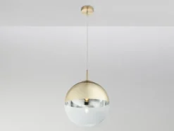 Pendelleuchte VARUS mit Glaskugel Design in Gold & Klarglas, Ø 30cm