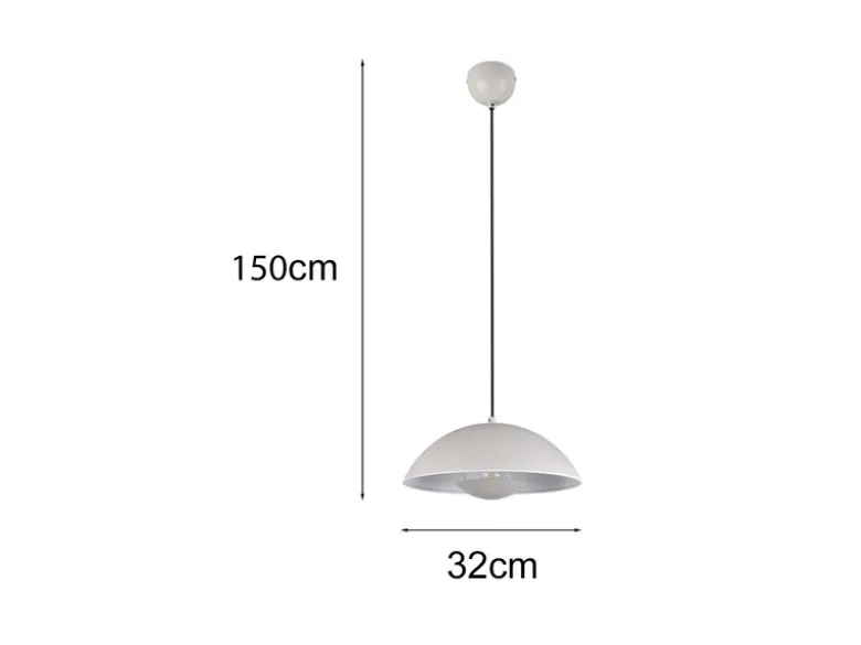 Pendelleuchte VARYA Metallschirm Hellgrau mit Blendschutz, Ø 32cm