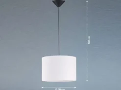 Pendelleuchte VIGO mit Lampenschirm Leinen Weiß, Ø 30cm