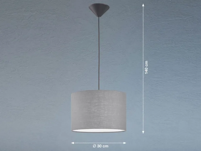 Pendelleuchte VIGO mit Lampenschirm Leinen Grau, Ø 30cm