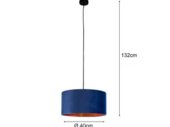 Pendelleuchte Vintage mit Lampenschirm Samt Blau / Gold, Ø 40cm