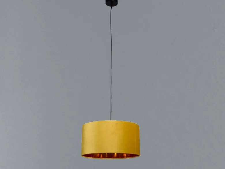 Pendelleuchte Vintage mit Lampenschirm Samt Gelb / Gold, Ø 40cm