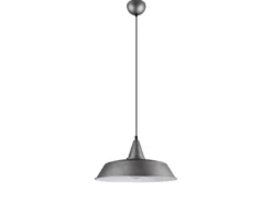 Pendelleuchte WILTON 1 flammig Metall Silber matt Lampenschirm, Ø 35cm