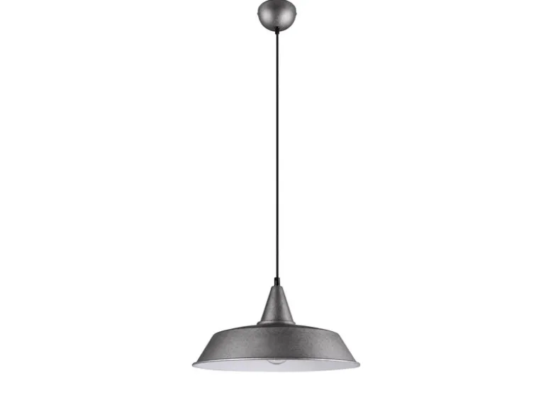 Pendelleuchte WILTON 1 flammig Metall Silber matt Lampenschirm, Ø 35cm