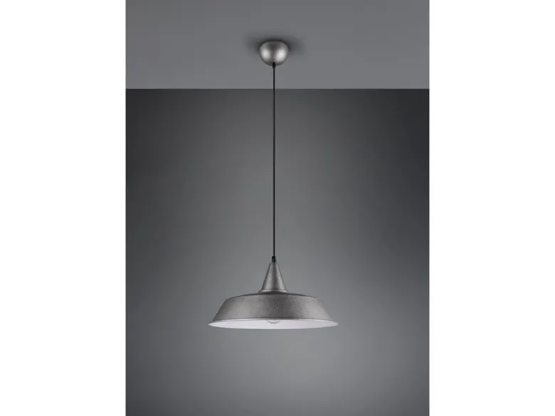Pendelleuchte WILTON 1 flammig Metall Silber matt Lampenschirm, Ø 35cm