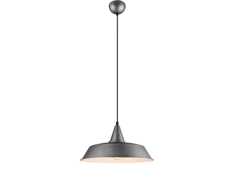 Pendelleuchte WILTON 1 flammig Metall Silber matt Lampenschirm, Ø 35cm