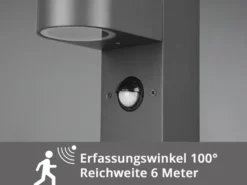 Pollerleuchte Anthrazit mit Bewegungsmelder inklusive GU10 LED, Höhe 100cm