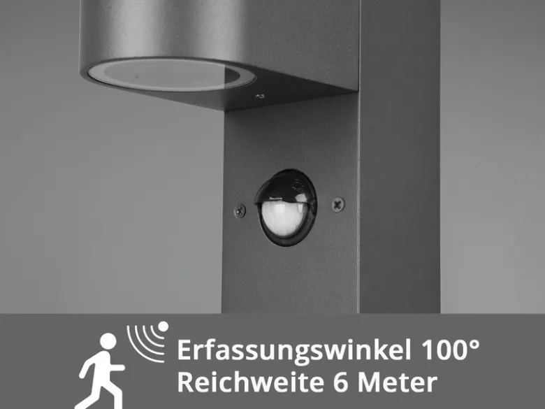 Pollerleuchte Anthrazit mit Bewegungsmelder inklusive GU10 LED, Höhe 100cm