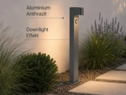 Pollerleuchte Anthrazit mit Bewegungsmelder inklusive GU10 LED, Höhe 100cm