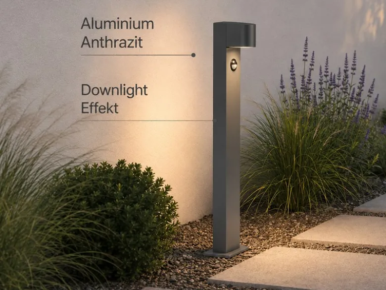 Pollerleuchte Anthrazit mit Bewegungsmelder inklusive GU10 LED, Höhe 100cm