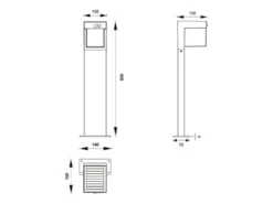 Pollerleuchte COLOMBO mit Solar und Strom, Hybrid mit Bewegungsmelder H: 50cm
