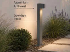 Pollerleuchte Downlight aus Aluminium Anthrazit inklusive GU10 LED, Höhe 100cm