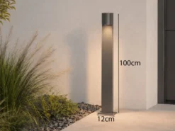 Pollerleuchte Downlight aus Aluminium Anthrazit inklusive GU10 LED, Höhe 100cm