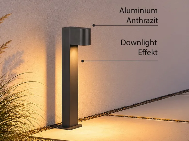 Pollerleuchte ROYA Downlight aus Aluminium Anthrazit, Höhe 50cm