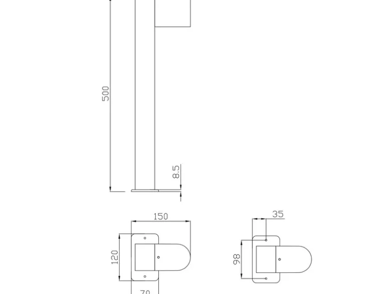 Pollerleuchte ROYA Downlight aus Aluminium Anthrazit, Höhe 50cm