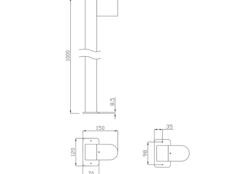 Pollerleuchte ROYA Downlight aus Aluminium Anthrazit, Höhe 100cm