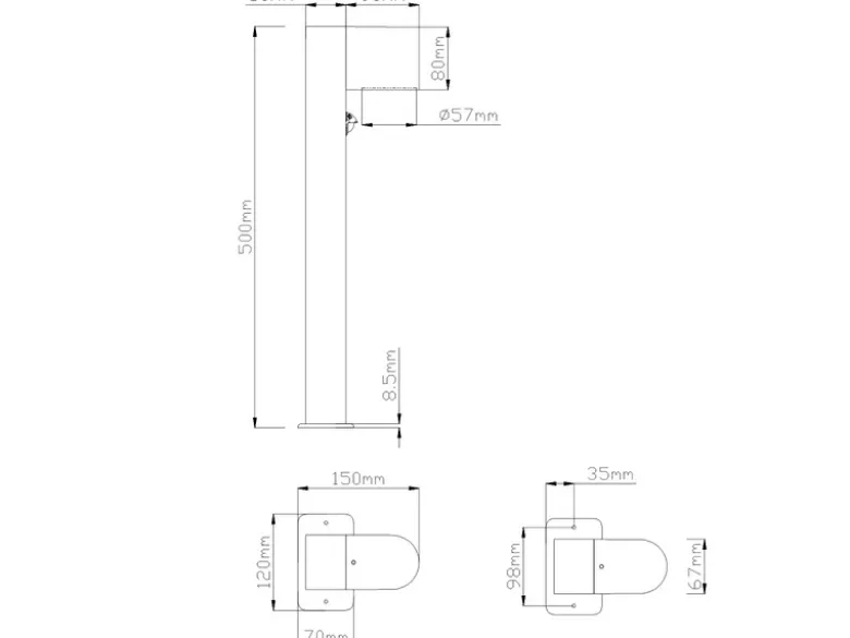 Pollerleuchte ROYA mit Bewegungsmelder, Downlight Anthrazit, Höhe 50cm
