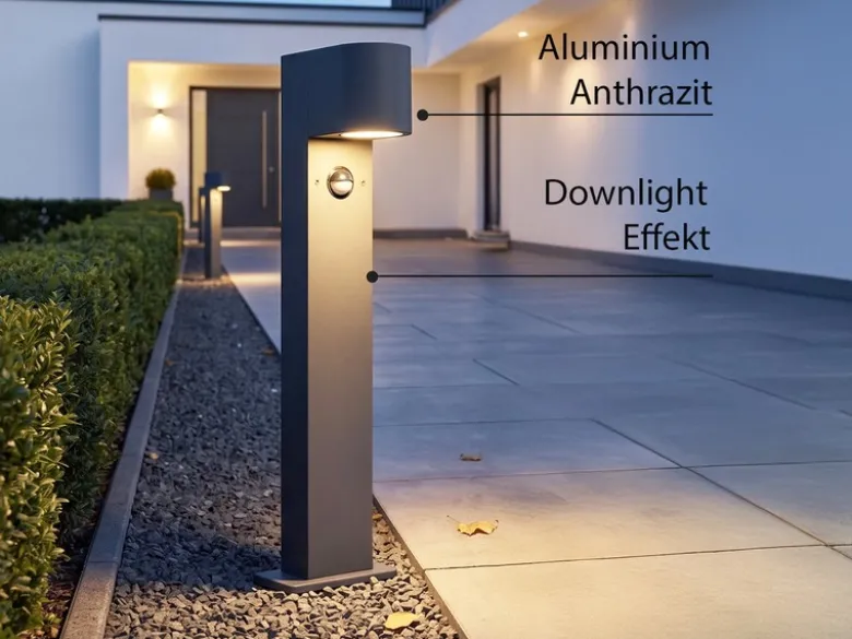 Pollerleuchte ROYA mit Bewegungsmelder, Downlight Anthrazit, Höhe 50cm