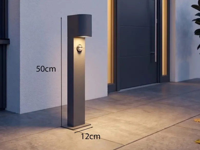 Pollerleuchte ROYA mit Bewegungsmelder, Downlight Anthrazit, Höhe 50cm