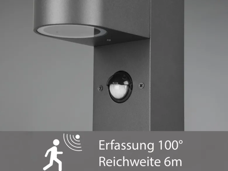 Pollerleuchte ROYA mit Bewegungsmelder, Downlight Anthrazit, Höhe 100cm