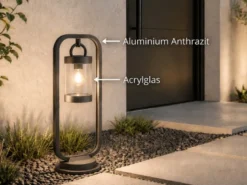 Pollerleuchte SAMBESI Laterne im Landhausstil Anthrazit, Höhe 60cm